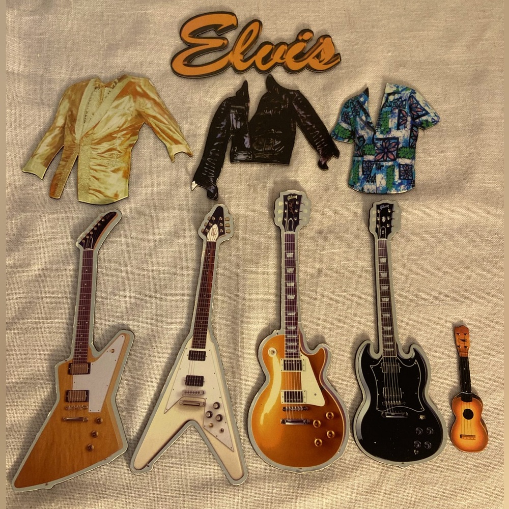 Elvis Presley Magnets magnetic Dress Up tops Electric Guitars 90s Vintage LOT